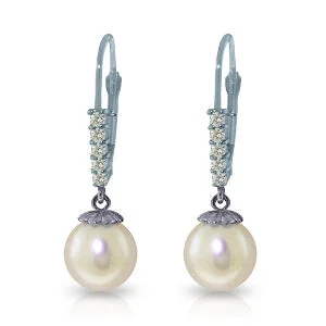 4.15 Carat 14K Solid White Gold Innermost Feelings Pearl Diamond Earrings