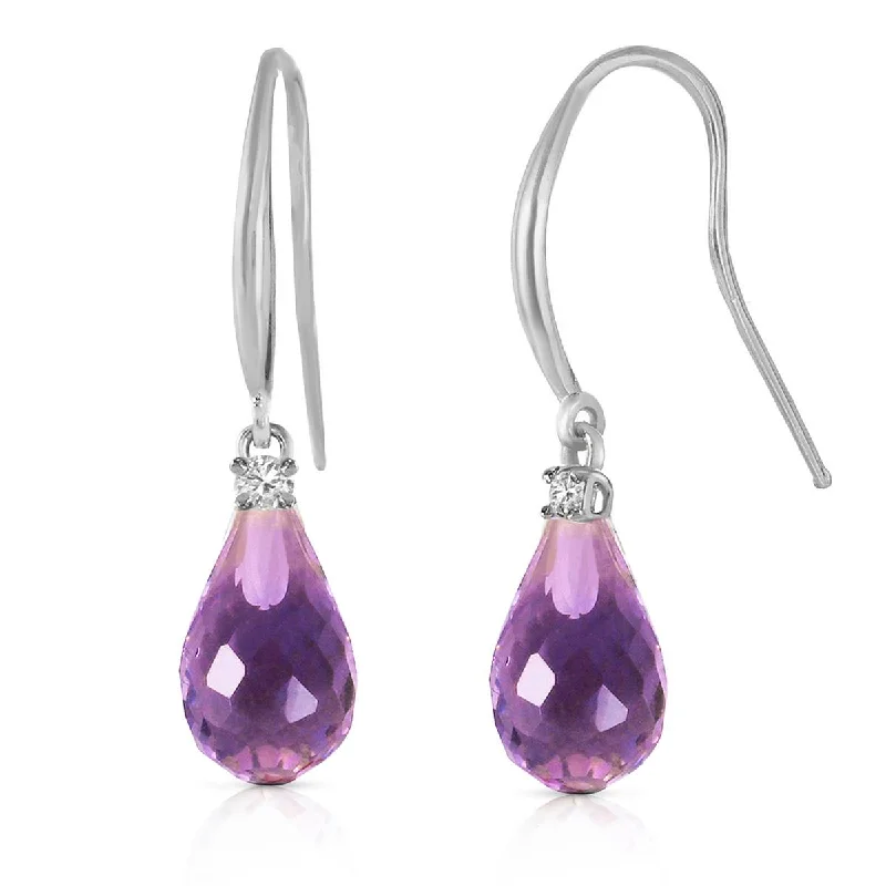 4.6 Carat 14K Solid White Gold Longings Reflected Amethyst Diamond Earrings