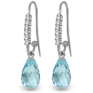 4.68 Carat 14K Solid White Gold Live Beside You Blue Topaz Diamond Earrings