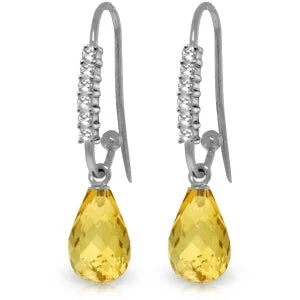 4.68 Carat 14K Solid White Gold Love Frenzy Citrine Diamond Earrings