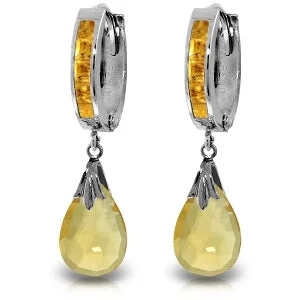 6.85 Carat 14K Solid White Gold Enslaved To Love Citrine Earrings