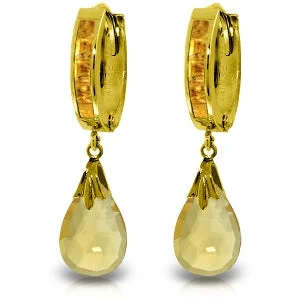 6.85 Carat 14K Solid Yellow Gold Changeling Citrine Earrings