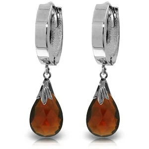 6 Carat 14K Solid White Gold Veiled Love Garnet Earrings