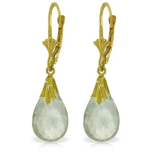 6 Carat 14K Solid Yellow Gold Performance Green Amethyst Earrings