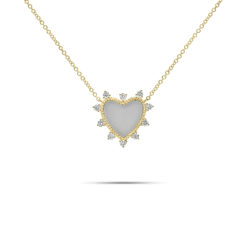 Diamond & Mother of Pearl Heart Pendant Necklace