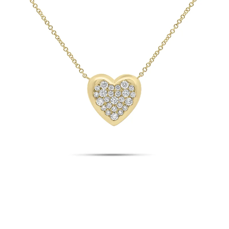 Diamond Puffed Heart Pendant Necklace