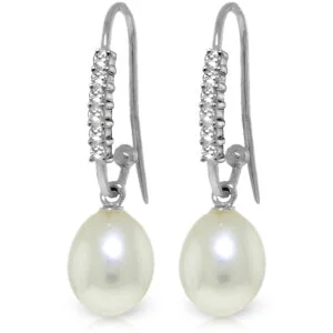 8.18 Carat 14K Solid White Gold Every Breath Taken Pearl Diamond Earrings