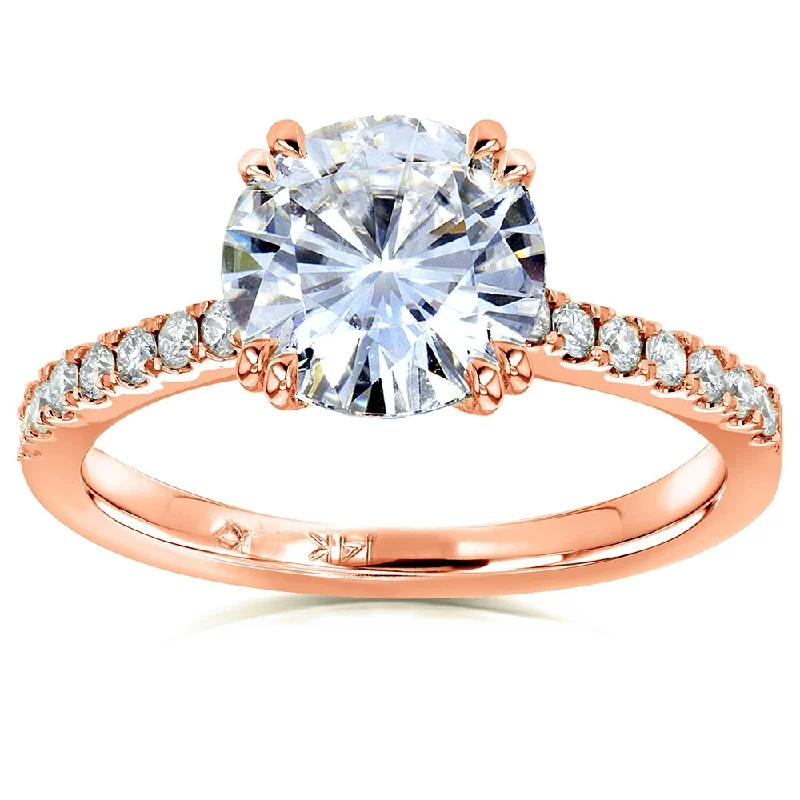 Annello by Kobelli 14k Solid Gold 1 3/4 CTW Forever One Moissanite and Lab Grown Diamond Tulip Engagement Ring (DEF/VS)