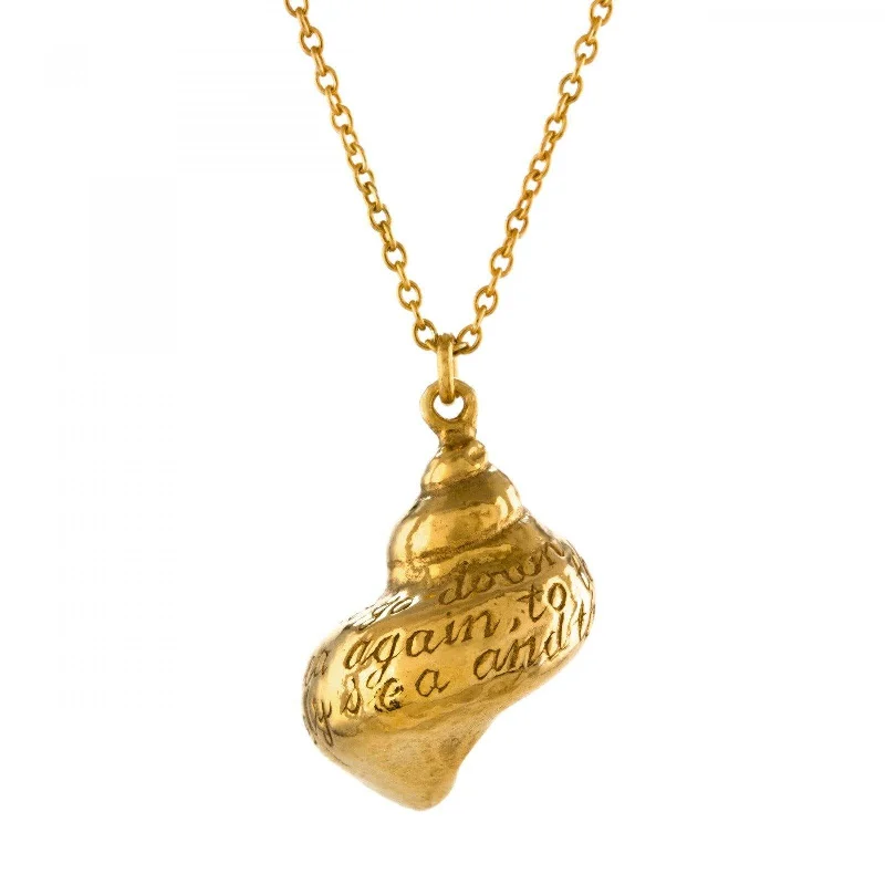 Alex Monroe Engraved Shell Necklace - 22ct Gold Plate