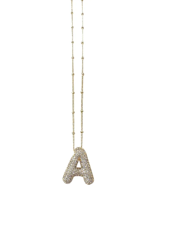 Bubble Pave Initial Necklace