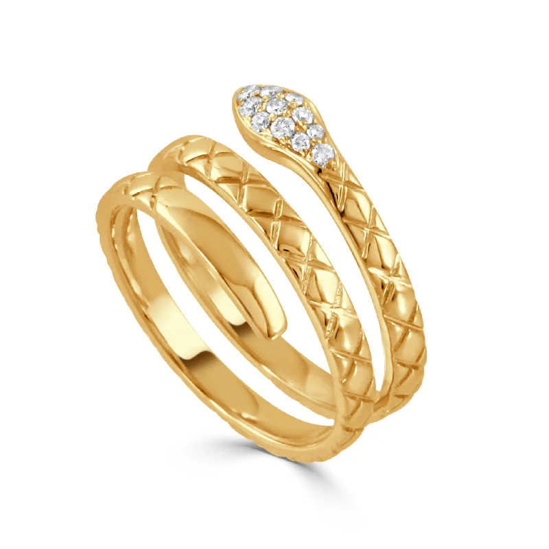 Diamond 18K Yellow Gold Serpent Ring