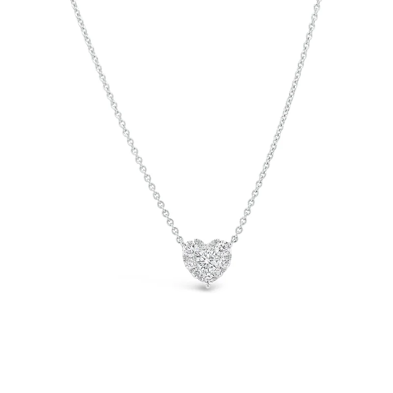 Diamond Cluster Heart Pendant Necklace