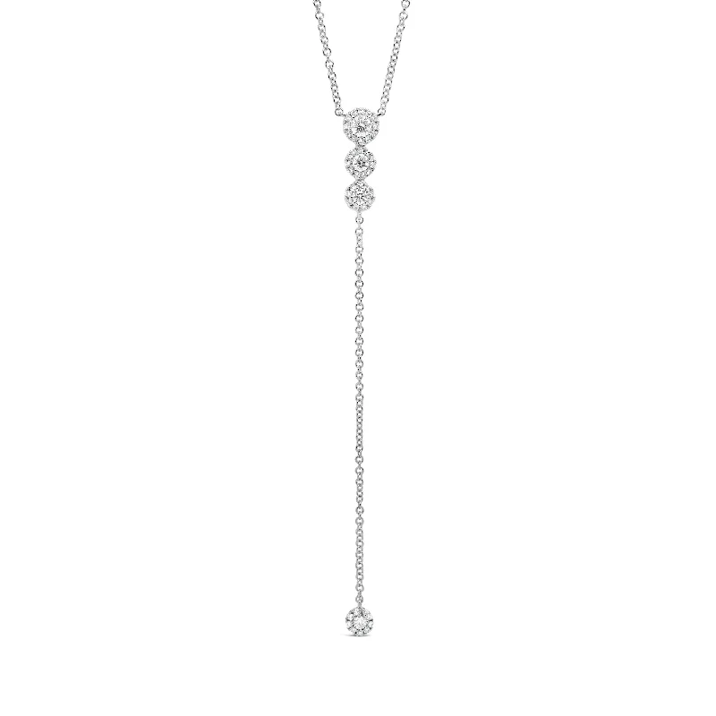 Diamond Halos Lariat Necklace