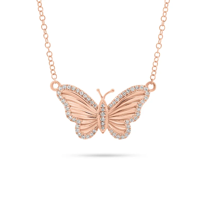 Diamond Wide Butterfly Pendant