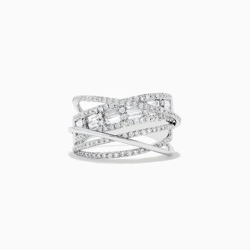 Classique 14K White Gold Diamond Cross Over Ring