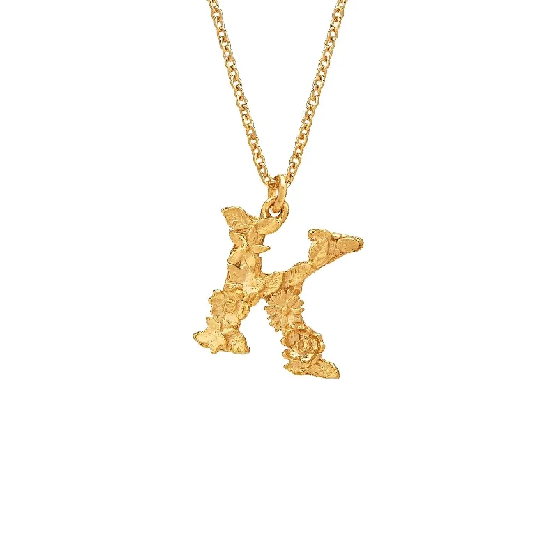 Alex Monroe Floral Letter K Necklace