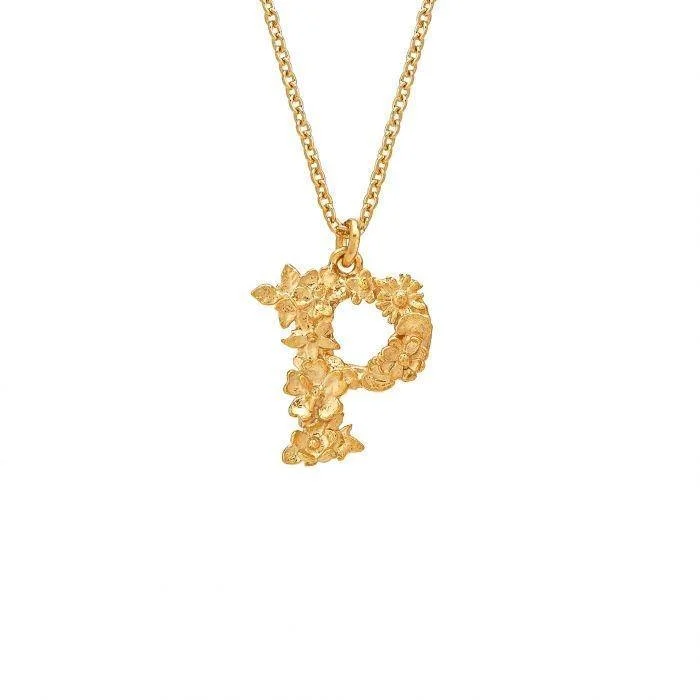 Alex Monroe Floral Letter P Necklace