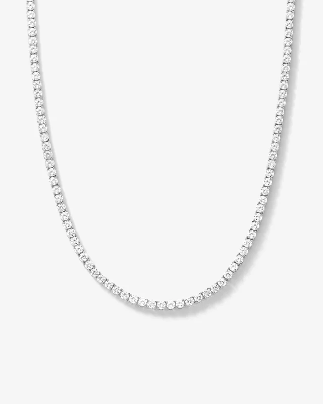 Grand Heiress Tennis Necklace 16" - Silver|White Diamondettes