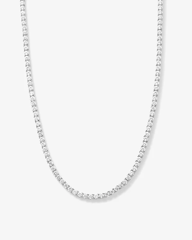 Grand Heiress Tennis Necklace 18" -  Silver|White Diamondettes