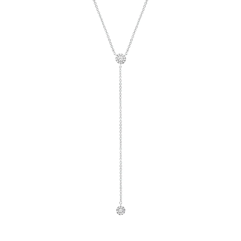 Halo Diamond Lariat Necklace