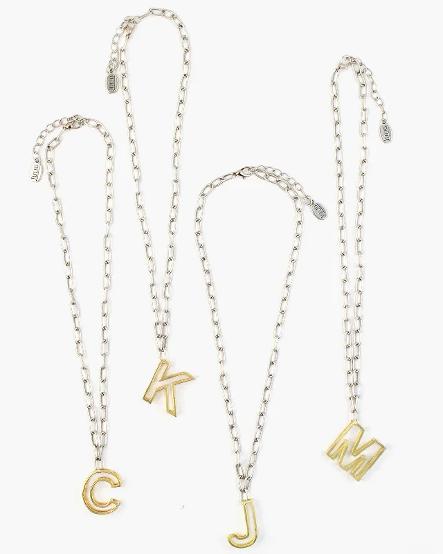 Lovell Initial Necklace Gold on Silver