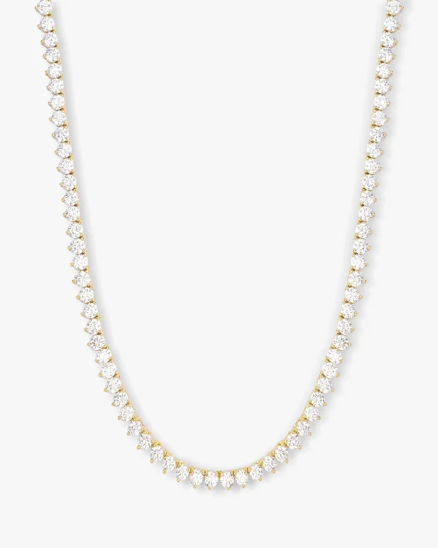 Mama Not Your Basic Tennis Necklace 16" - Gold|White Diamondettes