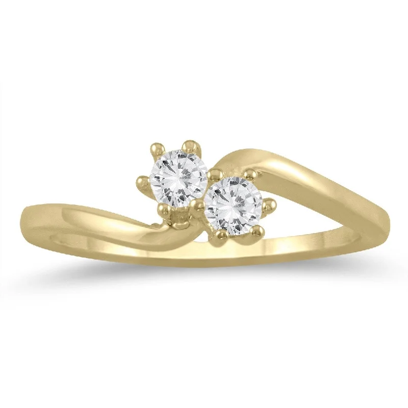 Marquee 1/4 Carat TW Two Stone Diamond Ring in 10K Yellow Gold