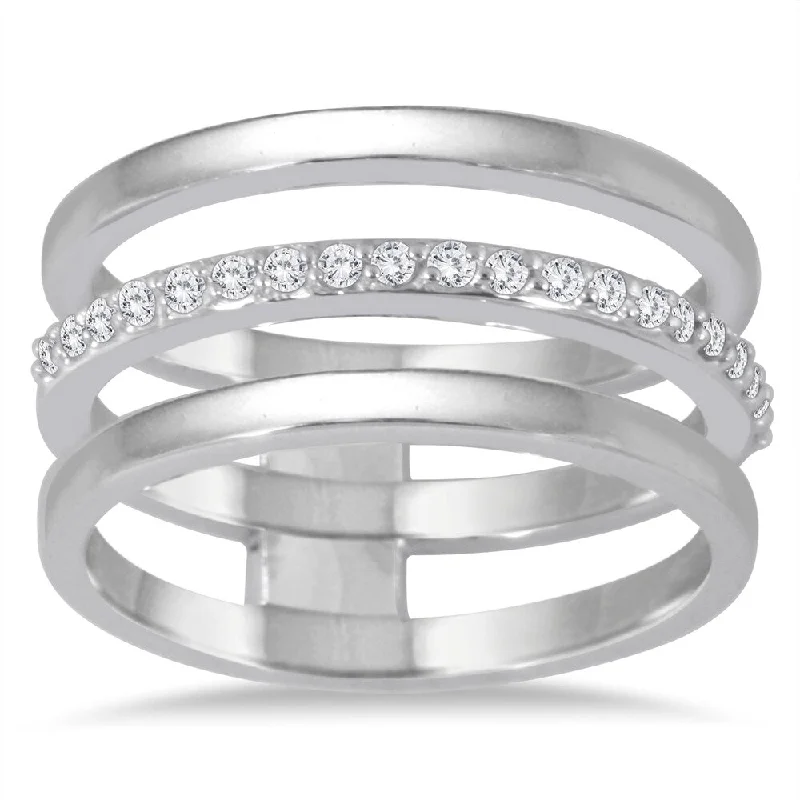 Marquee 1/5 Carat TW Diamond Triple Row Band in 14K White Gold