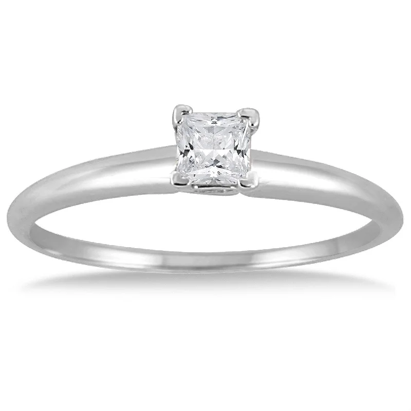 Marquee 1/7 Carat Princess Diamond Solitaire Ring in 14K White Gold