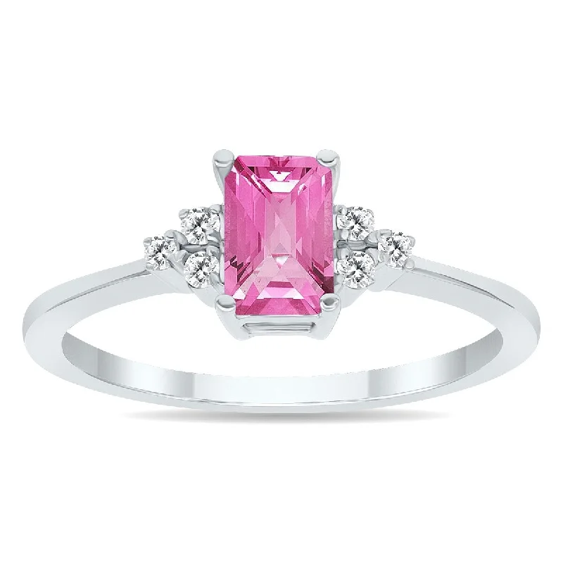 Pink Topaz and Diamond Regal Ring in 10K White Gold