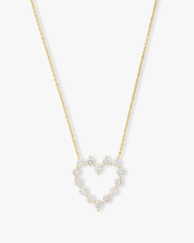 She's an Icon Baby Heart Necklace - Gold|White Diamondettes