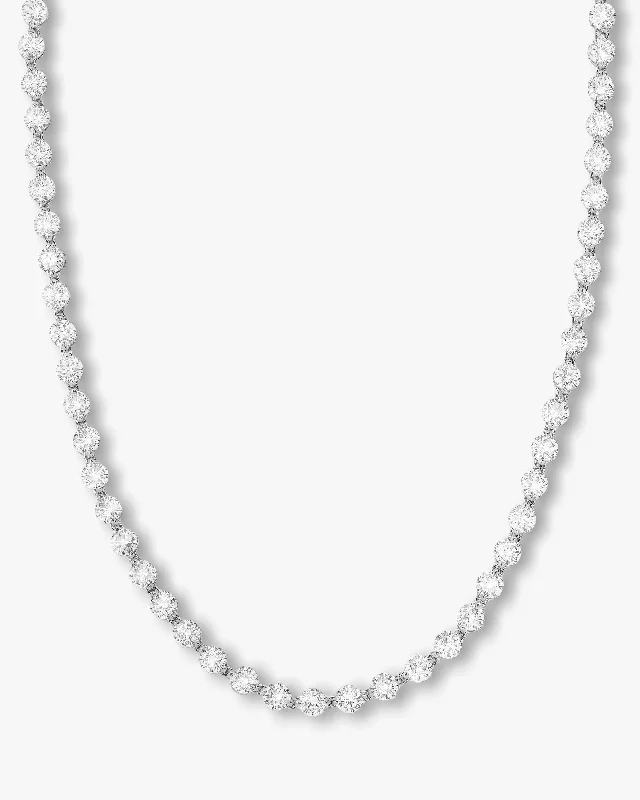 She's an Icon Mama Tennis Necklace 16" - Silver|White Diamondettes