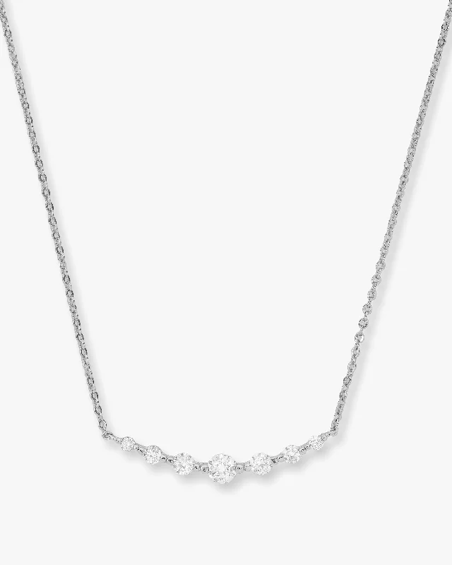 She's an Icon Multi Stone Pendant Necklace - Silver|White Diamondettes