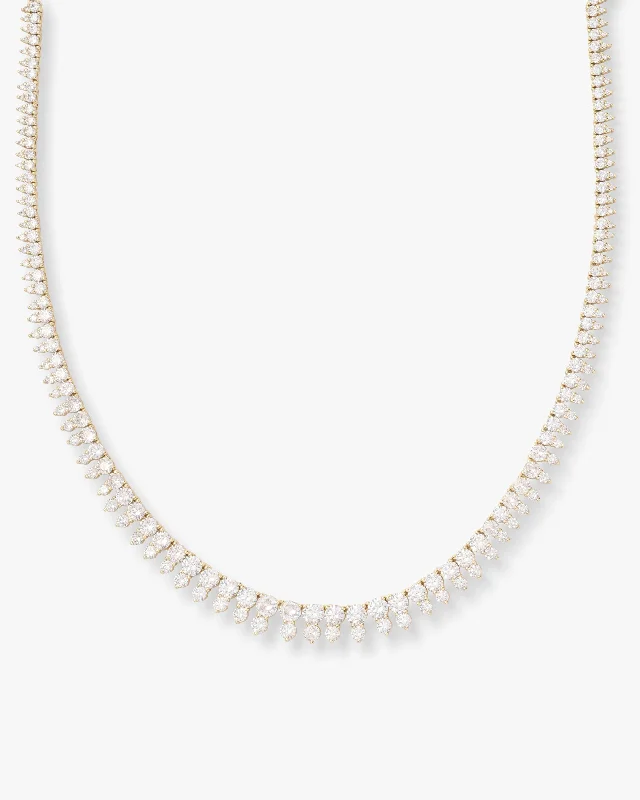 She's an Icon Riviera Tennis Necklace 16" - Gold|White Diamondettes