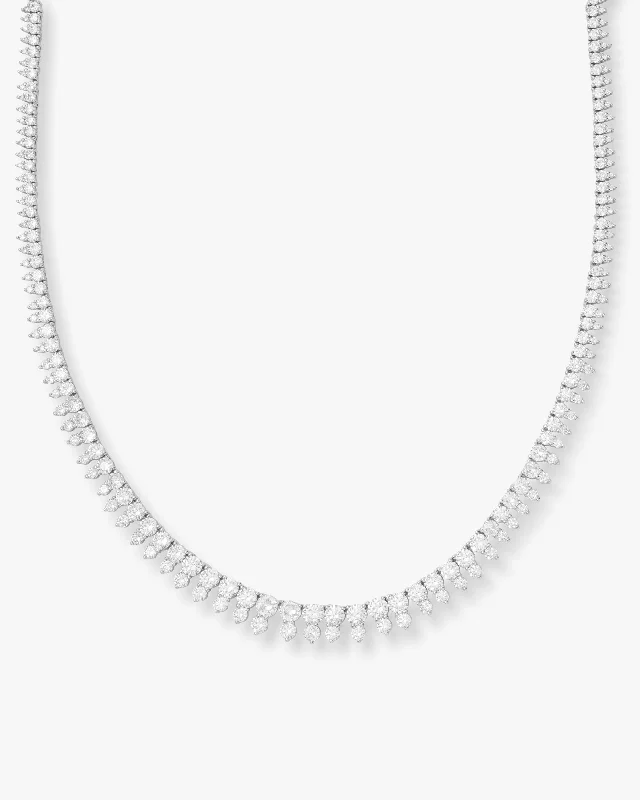 She's an Icon Riviera Tennis Necklace 16" - Silver|White Diamondettes