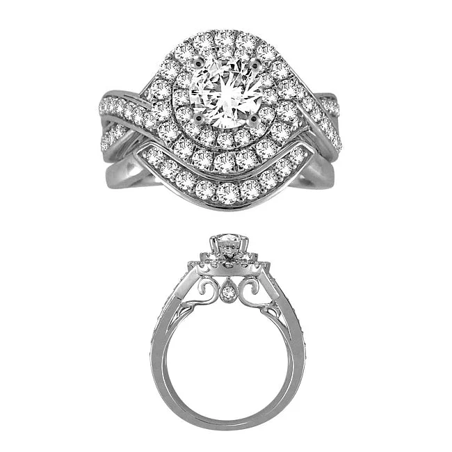 Signature 1-1/2 CTW Diamond Bridal Set Ring in 14KT White Gold