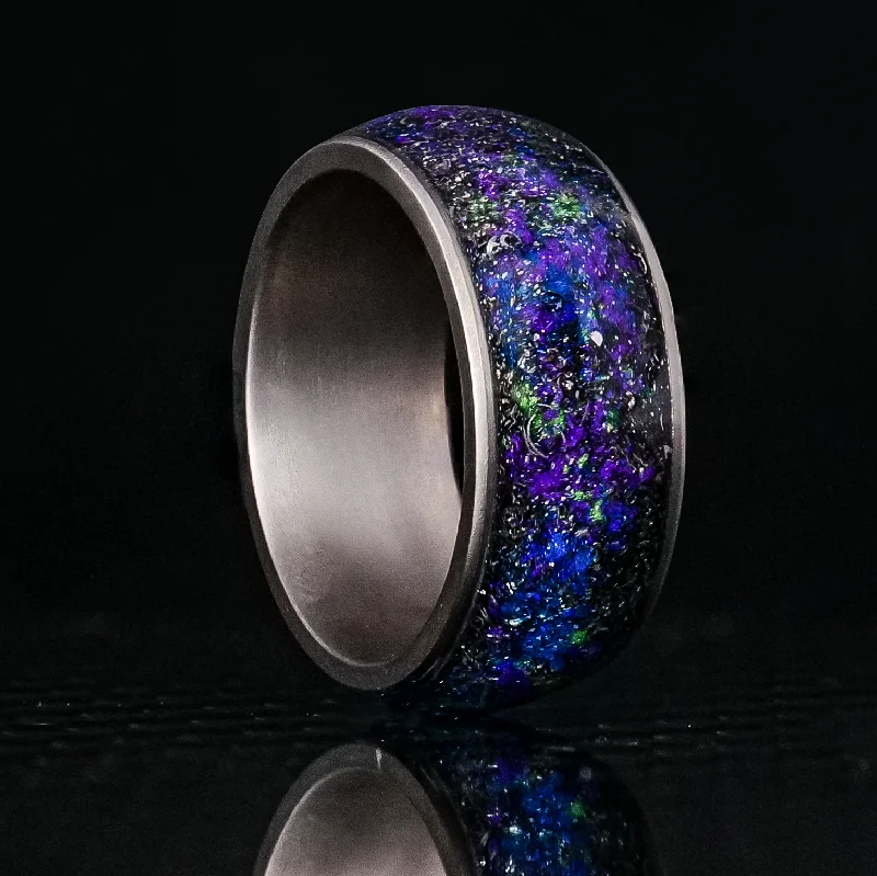 Starry Night Halo Glowstone Ring on Titanium