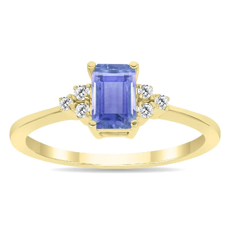 Tanzanite and Diamond Regal Ring in 10k Yellow Gold