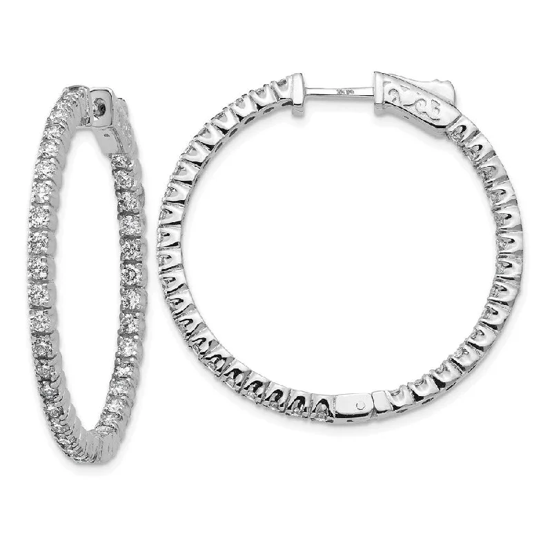 14k White Gold True Origin Lab-Grown Diamond Hoop Earrings, VS/E- 1.96 cttw (L-28 mm, W-28 mm)