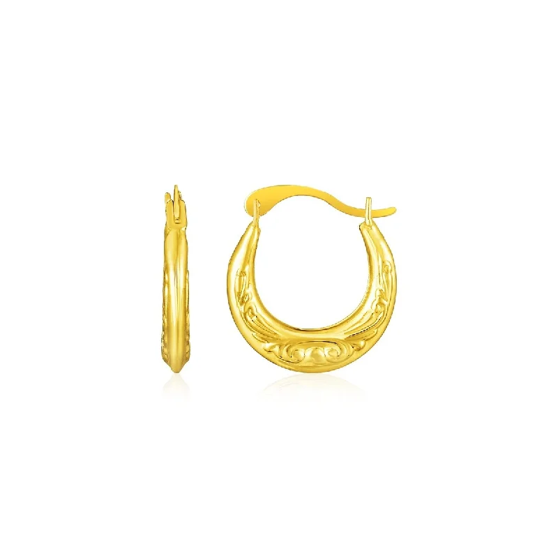 14k Yellow Gold Polished Petite Hoop Earrings