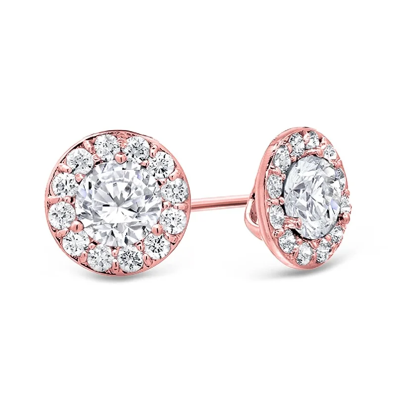 Auriya 14k Gold 1 1/2ctw Round Halo Diamond Stud Earrings