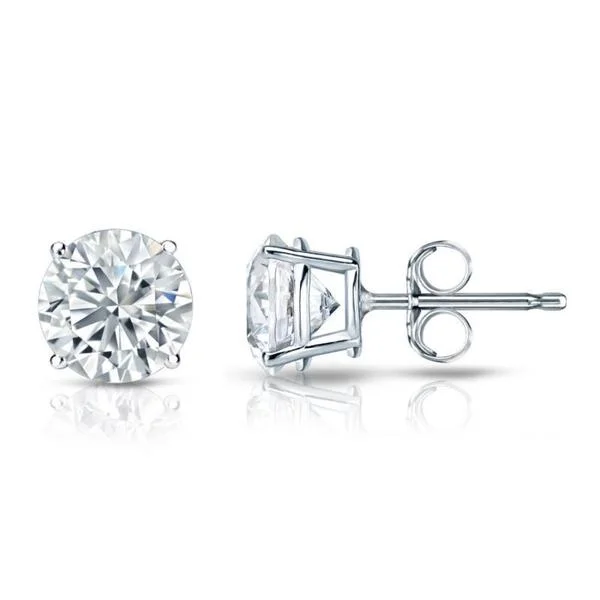 Auriya Platinum 1ctw Round Diamond Stud Earrings GIA Certified