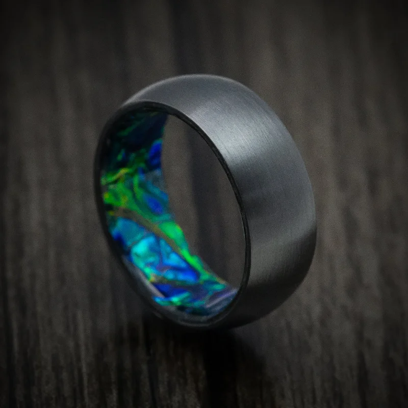 Black Zirconium and Dichrolam Sleeve Men's Ring Custom Made Band