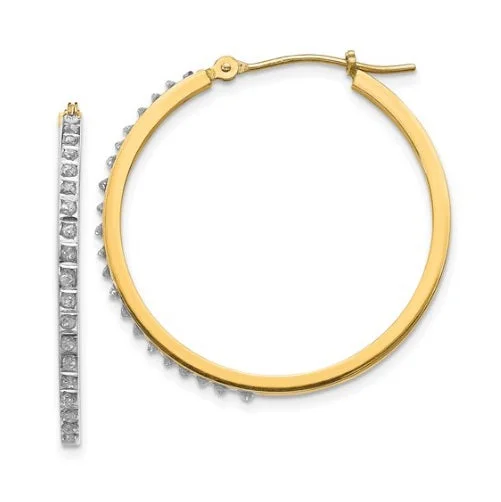 Diamond Fascination 14KT Yellow Gold 33MM Diamond Accent Hoop Earrings