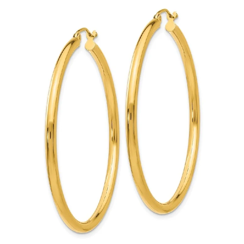 Diamond2Deal 14K Yellow Gold Polished 2.5mm Lightweight Tube Hoop Earrings (L- 45 mm, W- 45 mm)