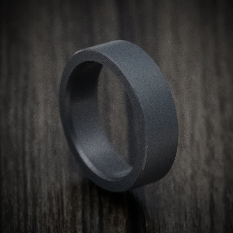 Elysium Black Diamond 7mm Wedding Men's Band Flat Shape With Matte Finish