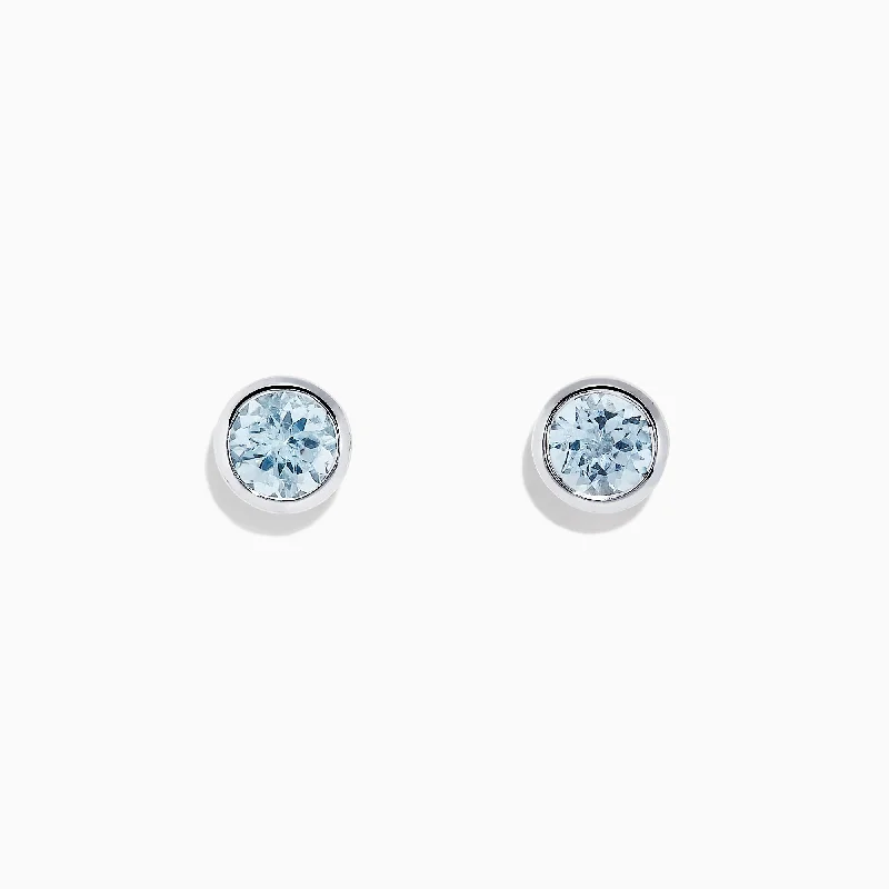 Aquarius 14K White Gold Aquamarine Stud Earrings, 0.90 TCW