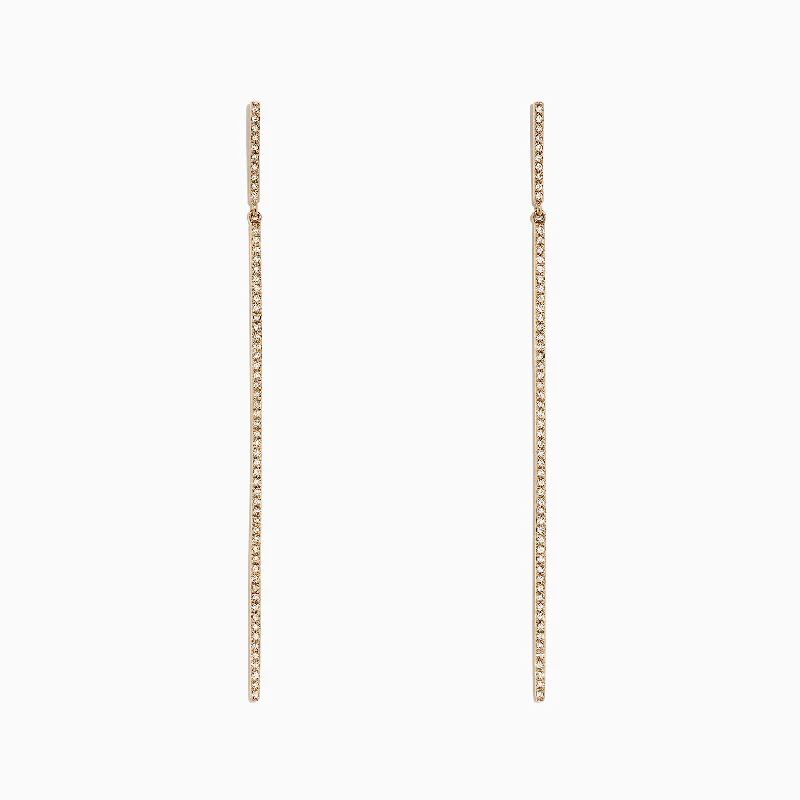 D'Oro 14K Yellow Gold Diamond Vertical Drop Earrings, 0.35 TCW