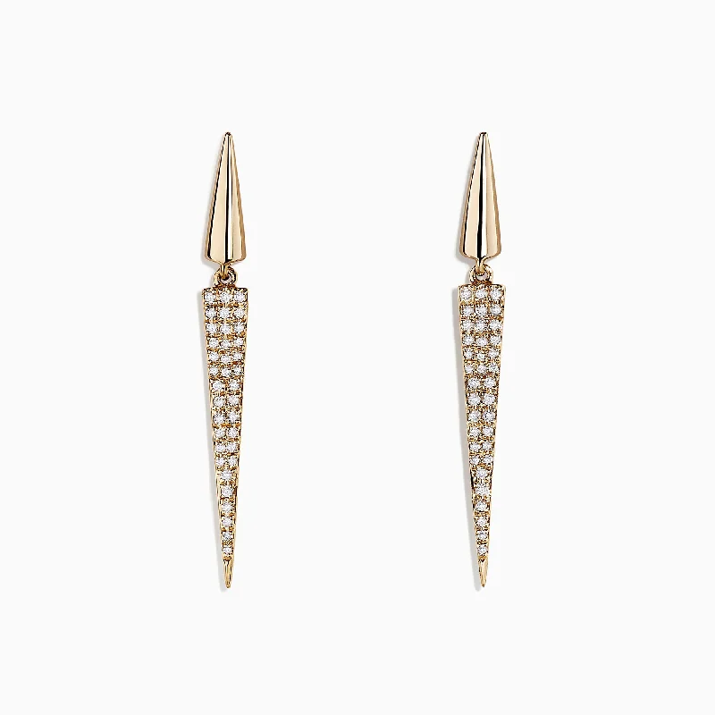 D'Oro 14K Yellow Gold Geometric Drop Earrings, 0.28 TCW