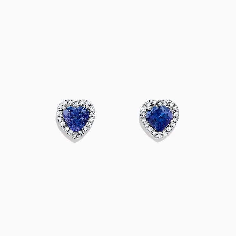 Nahla Siri 14K White Gold Tanzanite and Diamond Heart Earrings, 1.51 TCW